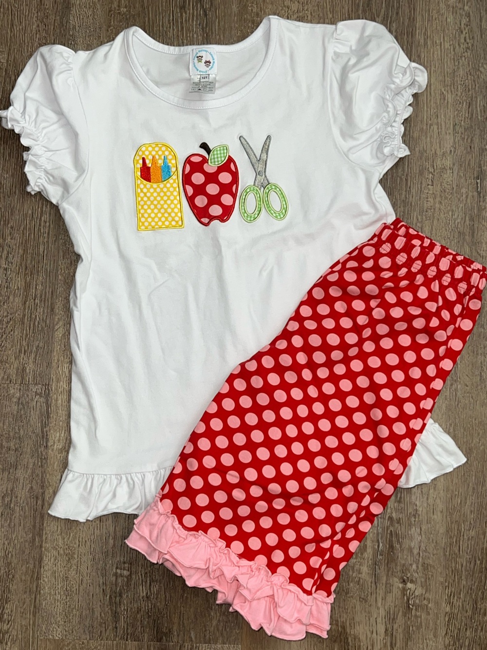 Girls White Top with Red Polka Dot Ruffle Pants - Kids Accessories